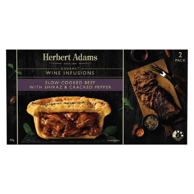 Herbert Adams Wine Infusions Beef, Pepper & Shiraz Pie