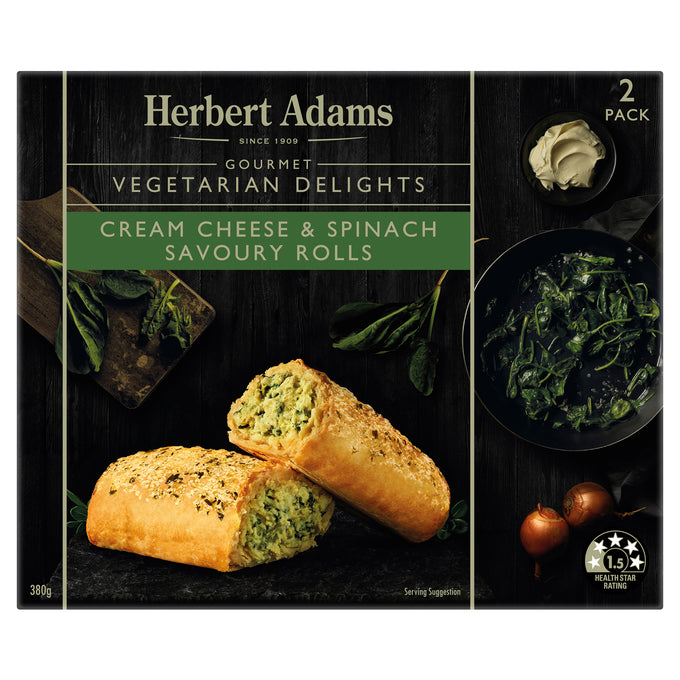 Herbert Adams Vegetarian Delights Cream Cheese & Spinach Savoury Rolls